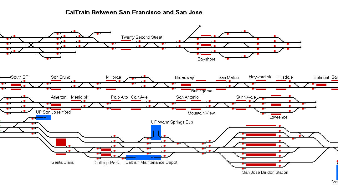 Caltrain Peninsula Route (California) by Yellow